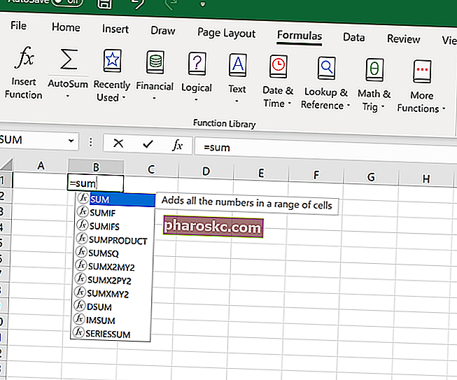 صيغة Excel الأساسية - استخدم الإدراج البسيط