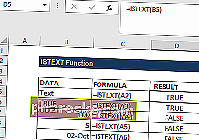 ISTEXT funkcija - Primjer 1