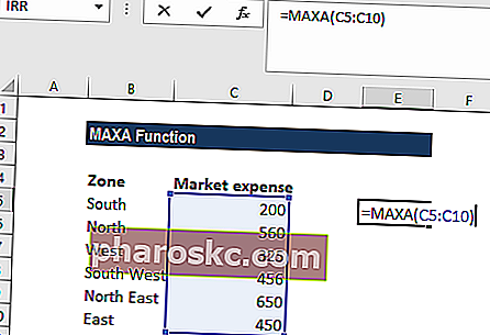 MAXA-funktion - Eksempel 1