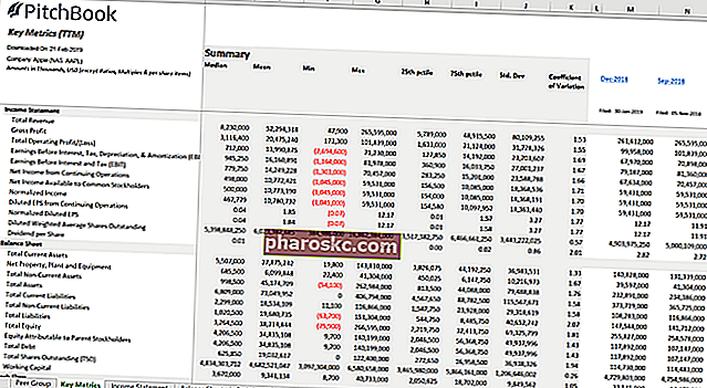 PitchBook Apple البيانات المالية العامة تحميل برنامج Excel