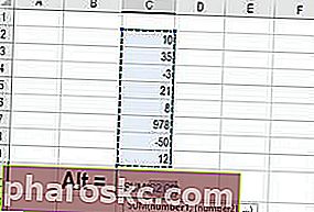Funkcija Autosum Excel