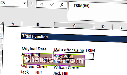 TRIM-funktion - Eksempel 1a