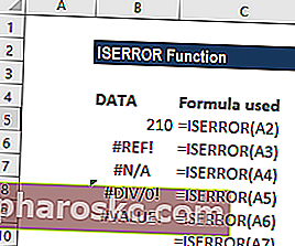 פונקציית ISERROR - דוגמה 2