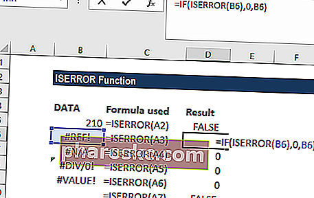 دالة ISERROR Excel - مثال 2 أ